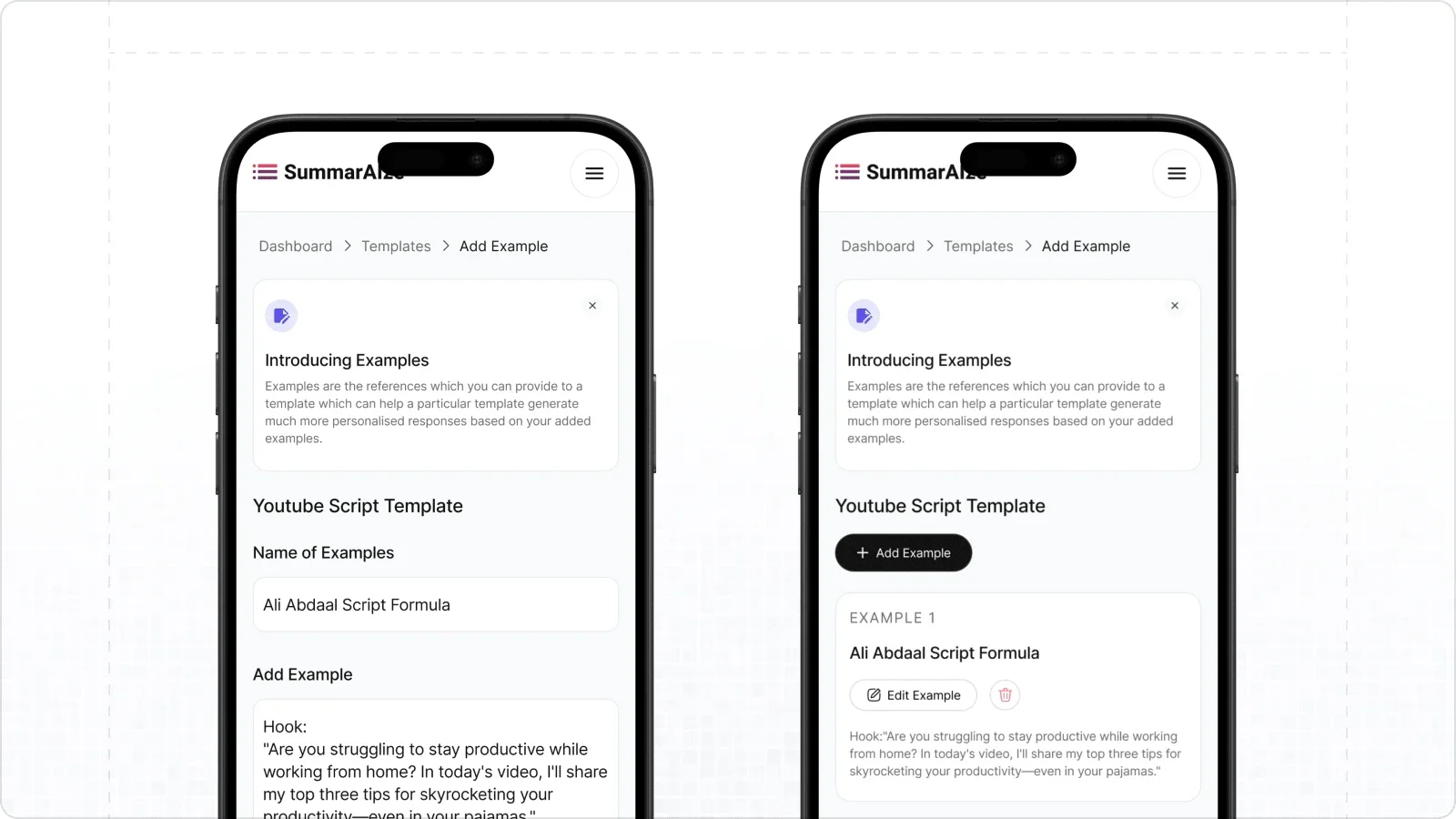 Examples on mobile.