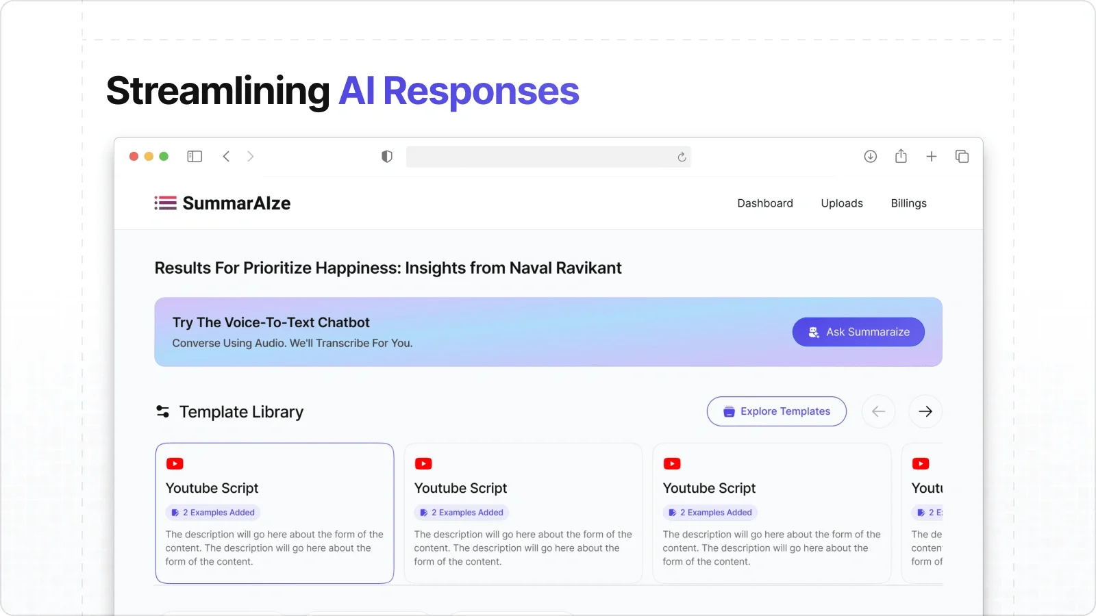 Streamlining AI responses: output organized for readability, with clearer actions.